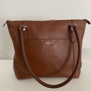 Lodis Brown Leather Tote Bag